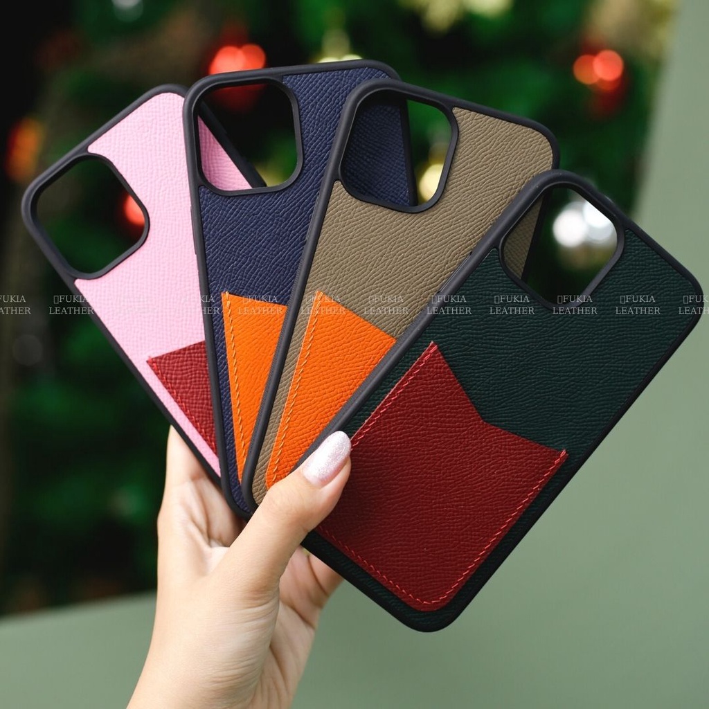Ốp da thủ công khe thẻ Epsom Mix màu dành IPhone 14/14Plus/14Pro/14Promax/13/13Pro/13Promax ODTC111