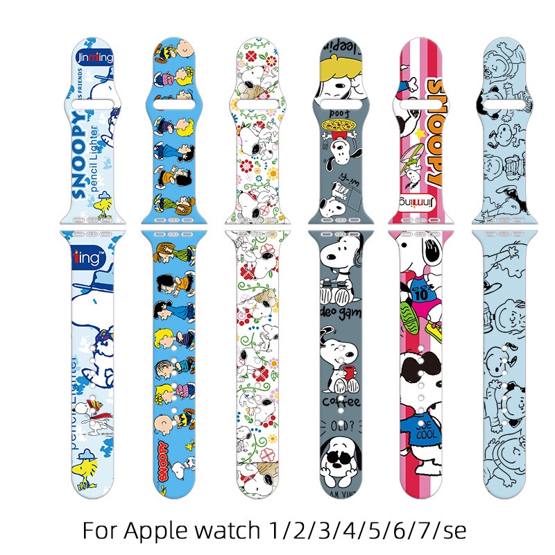 Dễ Thương Dây Đeo Mềm Hình snoopy Đáng Yêu Cho Đồng Hồ Thông Minh apple watch series 7 / 6 / 5 / 4 / se / 3 / 2 / 1