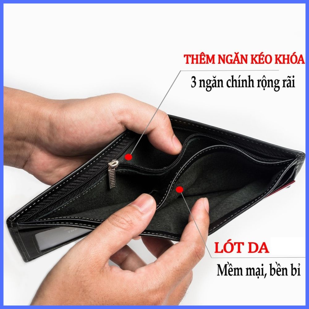 Ví Nam Da Bò Cao Cấp - Bóp Nam Tặng Kèm Hộp Dùng Làm Quà Tặng - TRONBO - Thuyenkhazxf