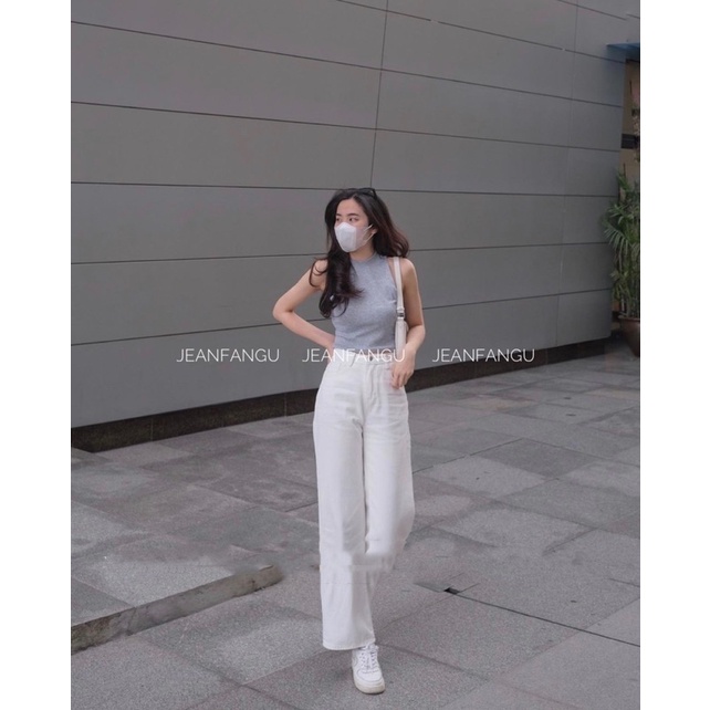 Áo croptop ba lỗ cổ đứng trơn cá tính by sukii.house