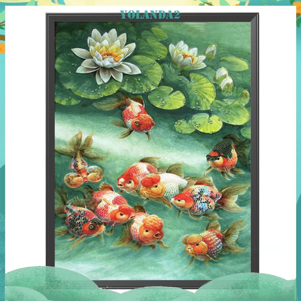 Bộ tranh thêu chữ thập hình cá vàng 11ct DIY