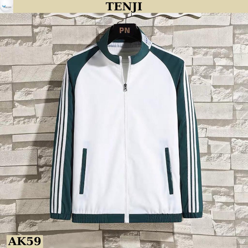 Áo khoác dù nam ak59tj ao khoác nam 3 sọc tay họa tiết cá tính trẻ trung năng động tenji store