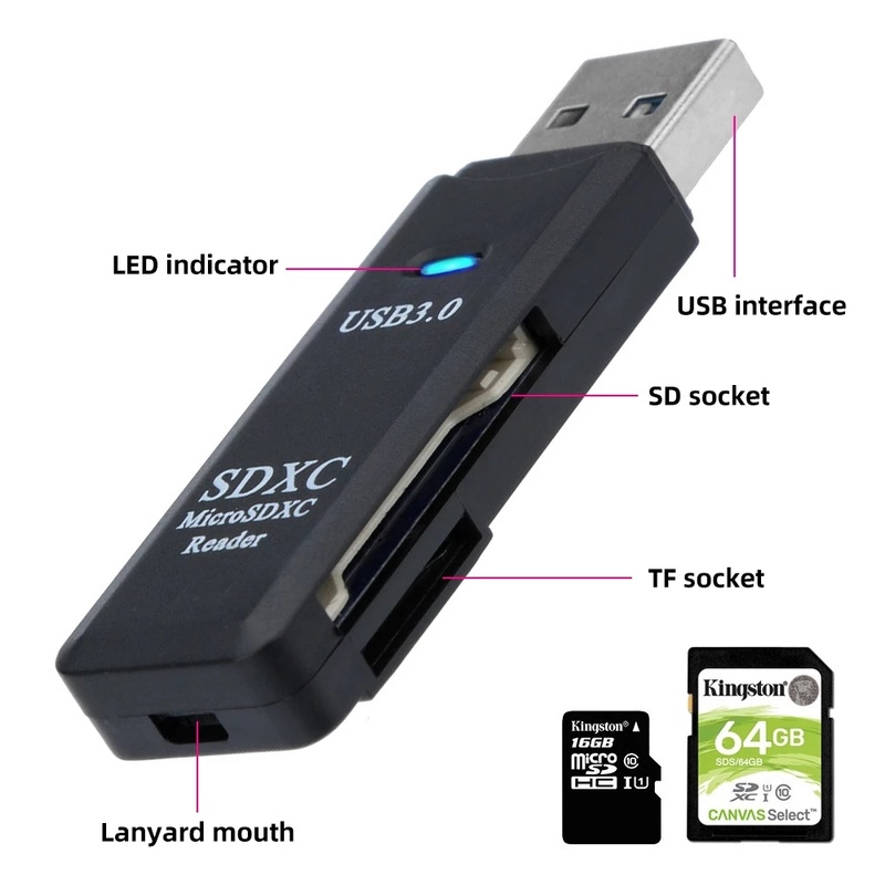 Đầu Đọc Thẻ Nhớ Usb 3.0 Micro Sd Tf 2 Trong 1 Tiện Dụng