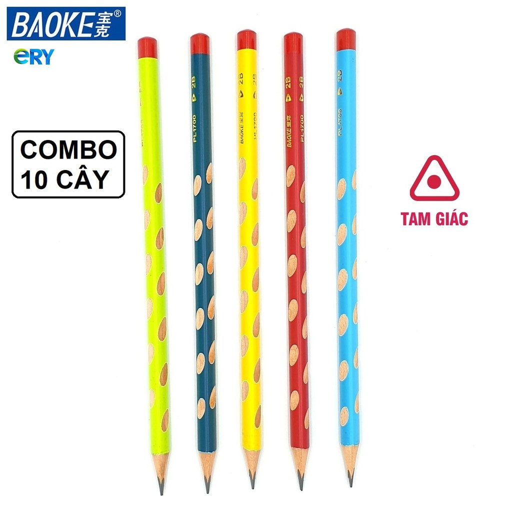 Combo 10 Cây Bút Chì Gỗ Định Vị HB - 2B BAOKE