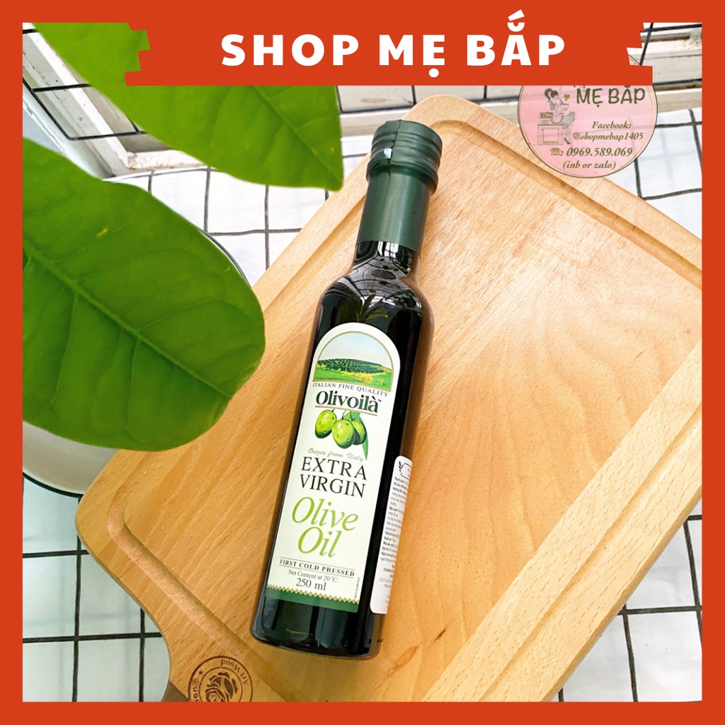 Dầu Olive Extra Virgin Olivoila 250ml - Dầu Ô liu Nguyên Chất Nhập từ Ý - Shop Mẹ Bắp [Date 2024]