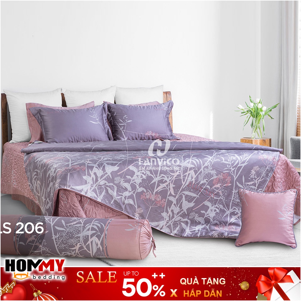🍁 Mẫu Chăn Ga Gối 🍁 Hanvico Blue Sky DLS206 vải cotton cao cấp (bán lẻ ga chun / vỏ chăn / đôi vỏ gối)