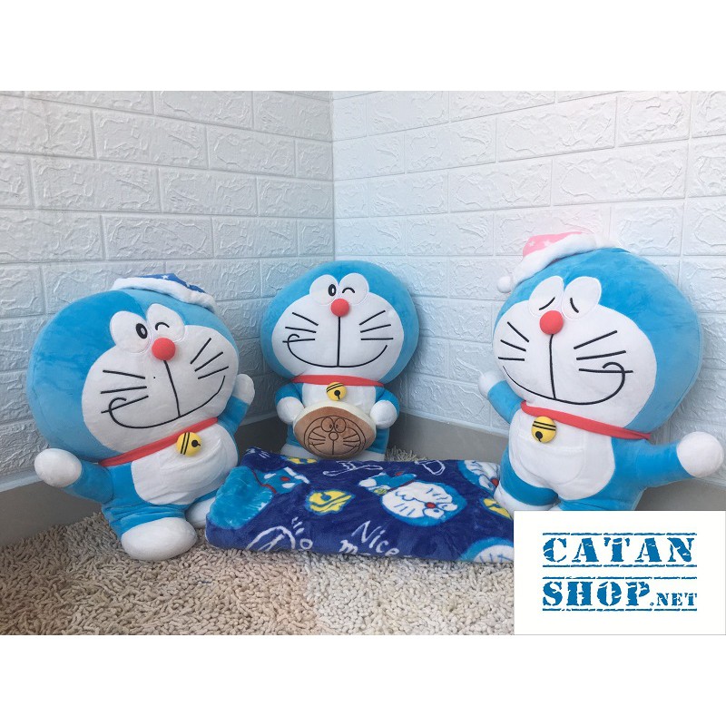 GỐI MỀN 3 trong 1 Đôrêmon cute, nỉ nhung siêu mịn, bộ chăn gối văn phòng, gấu bông kèm mền quà tặng các dịp lễ