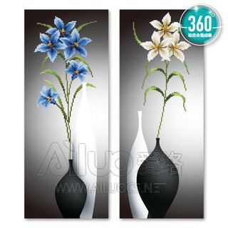 Tranh đính đá thành phẩm hai bình hoa 60x50cm ah71310