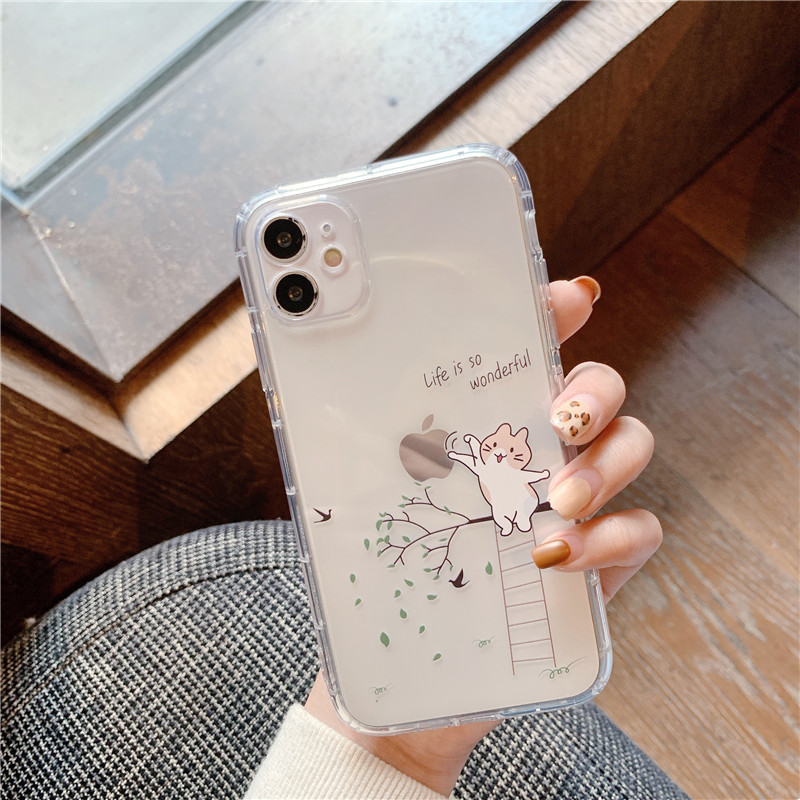 Ốp Điện Thoại Trong Suốt In Hình Mèo Dễ Thương Cho Iphone 12 I11 Pro Max Se2 Xr | BigBuy360 - bigbuy360.vn