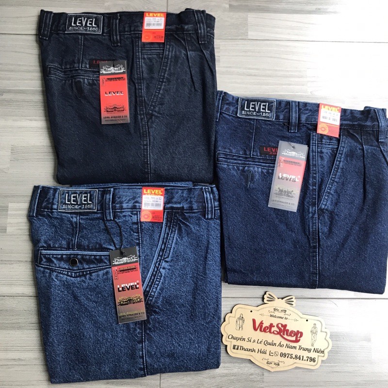 Quần bò dài nam trung niên dáng thụng túi chéo+ ẢNH THẬT
