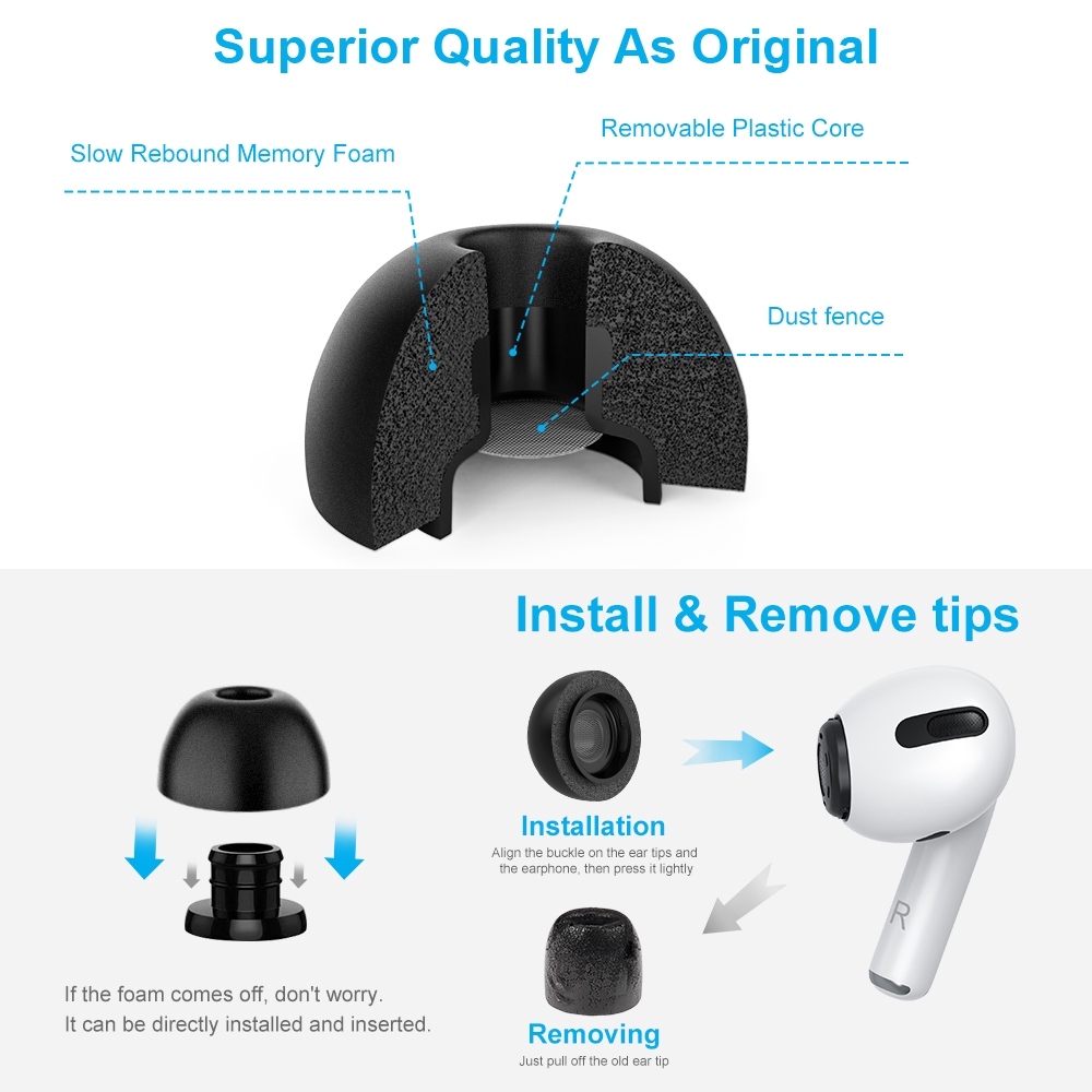 Set 6 cặp nút silicon đệm tai nghe chống ồn tiện dụng