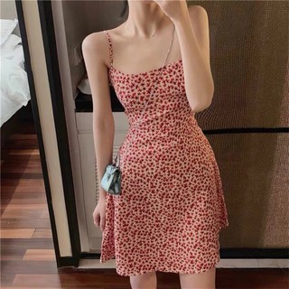 váy hai dây , Váy cam kiểu pháp, váy địu hoa cúc nhỏ, nữ mùa hè