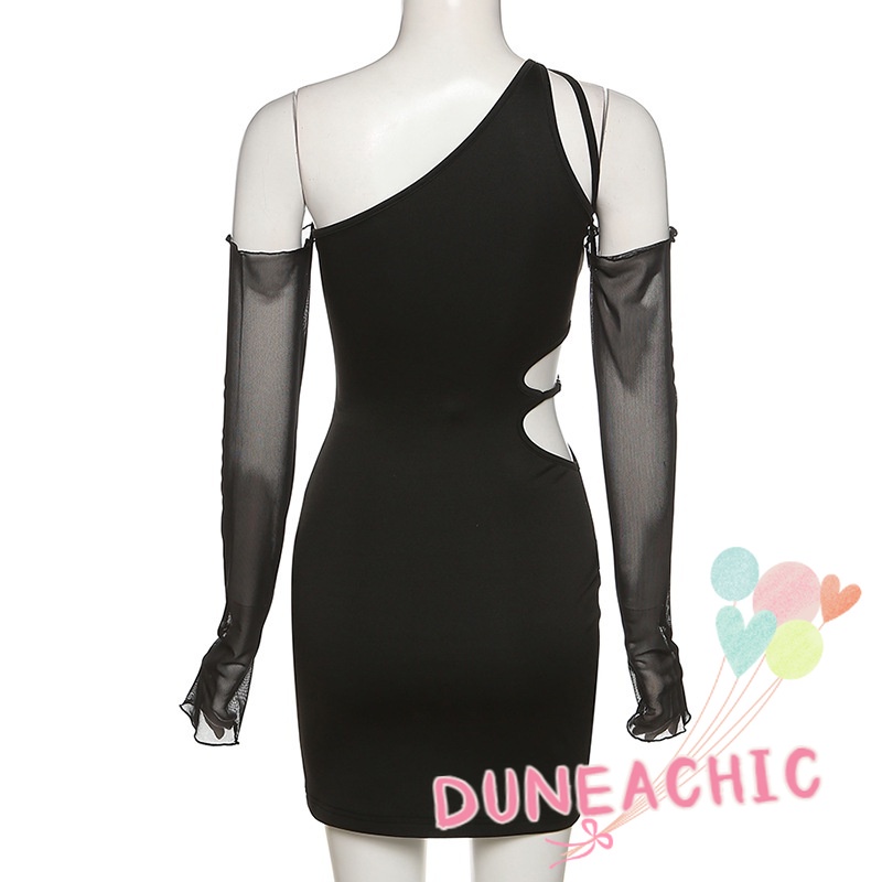 DUNEA Đầm Trễ Vai Phối Lưới Hở Lưng Quyến Rũ Thời Trang Dành Cho Nữ