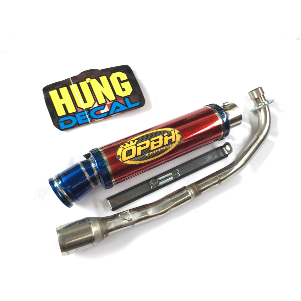 Bộ pô OBPH ĐỎ FULL CỔ INOX THẲNG WAVE, SI, CUP, DREAM, EXCITER, WINER, SONIC, RAIDER FI, SATRIA, GSX
