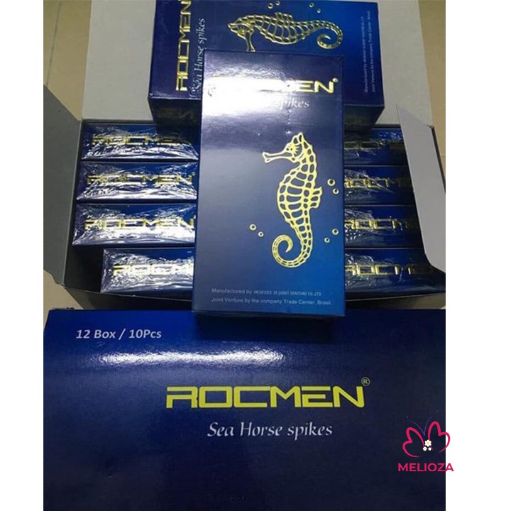 Bao Cao Su [GAI NỔI HƯƠNG BẠC HÀ] Rocmen Sea Horse Cá Ngựa - Nhập Khẩu Brazil -Hộp 10c BCS045