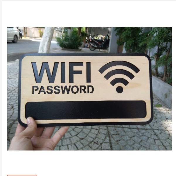 Bảng gỗ Password Wifi viết phấn mẫu dán tường, bảng treo tường gỗ tiện lợi cắt laser chất lượng cao decor quán, nhà hàng