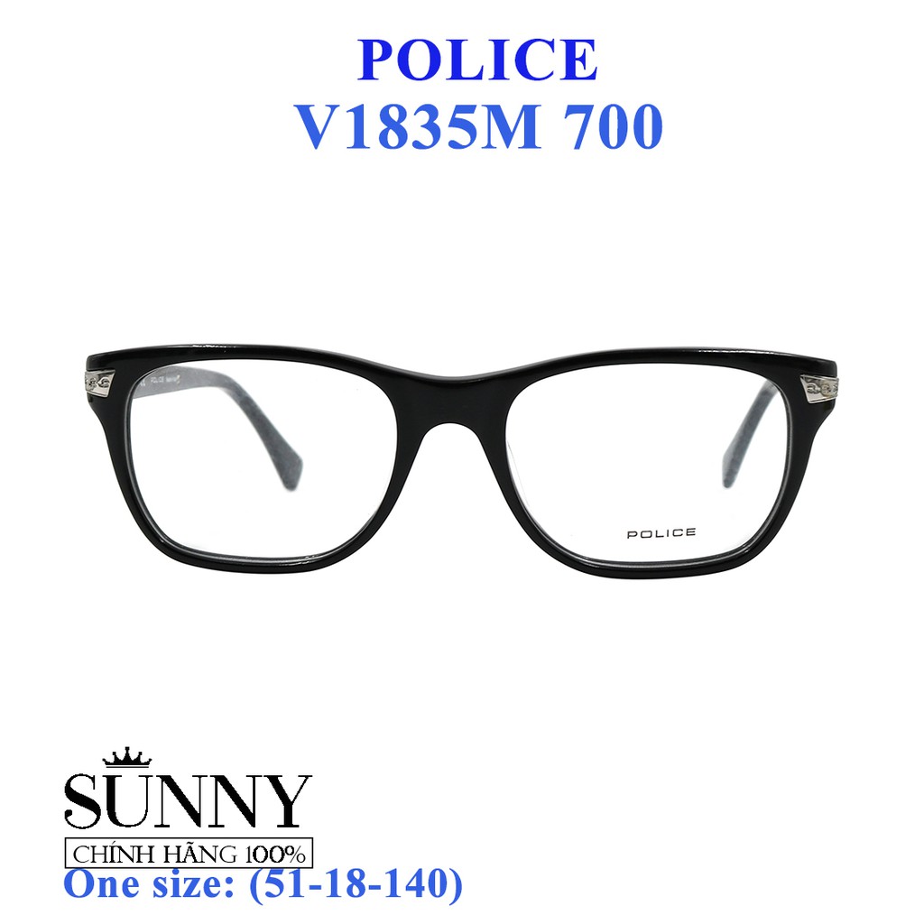Gọng kính thời trang chính hãng Police V1835M 700 (51-18-140), thiết kế dễ đeo bảo vệ mắt