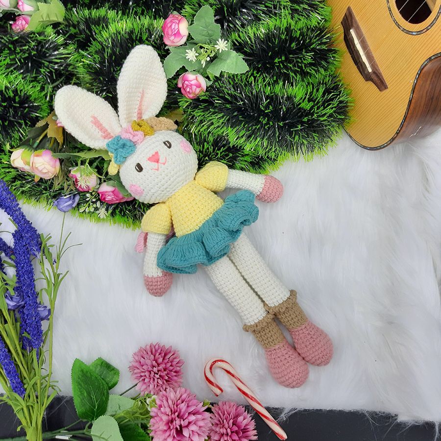 Gấu bông móc len Amigurumi cao cấp Amiu Việt Nam - Thỏ Thiên Thần quà tặng đồ chơi handmade nhồi bông