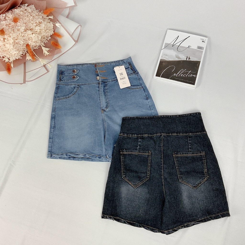 quần short jean đai cao 7 nút siêu hot, cá tính ảnh thật