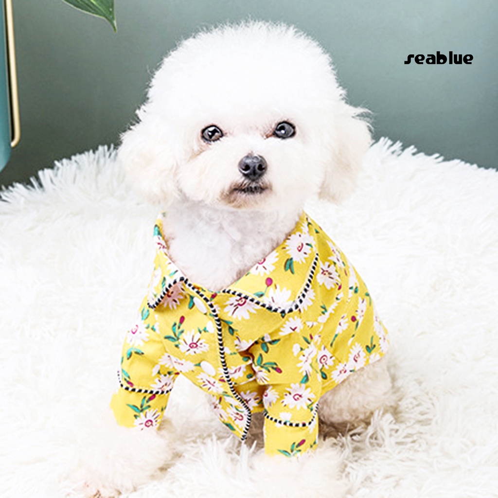 Bộ Đồ Ngủ Pijama Hai Chân Thoáng Khí In Họa Tiết Hoa Dành Cho Cún Cưng