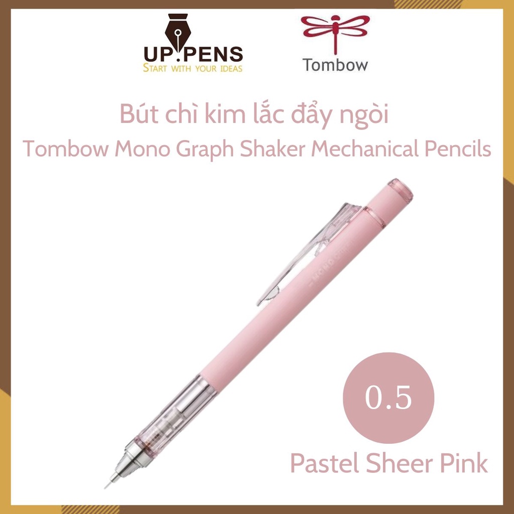 Bút chì bấm kim lắc đẩy ngòi Tombow Mono Graph Shaker Mechanical Pencil – 0.5mm – Pastel Sheer Pink