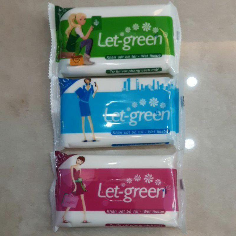 Khăn giấy ướt Let- green bỏ túi bịch 10miếng