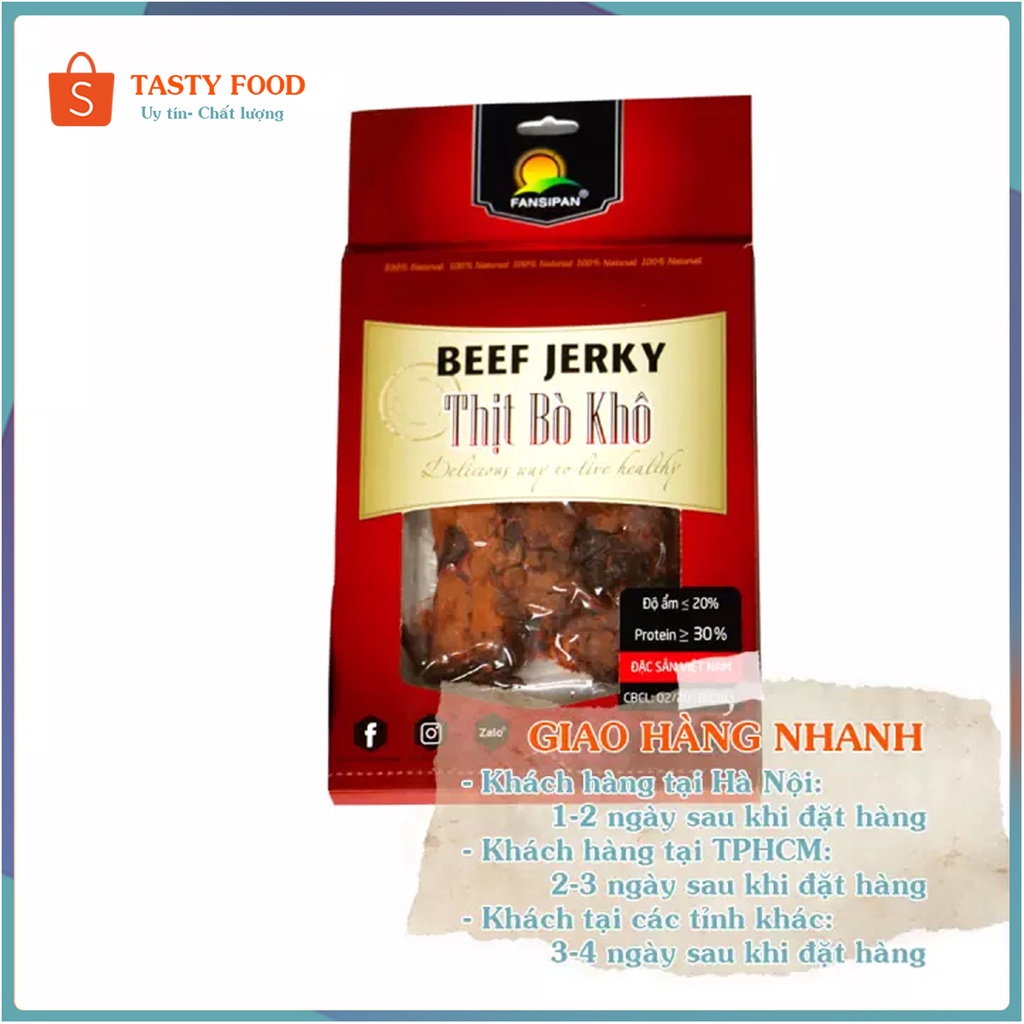Bò khô miếng Fanxipan gói 50g-100g,thịt khô bò miếng loại 1 đồ ăn vặt Tasty Food | BigBuy360 - bigbuy360.vn