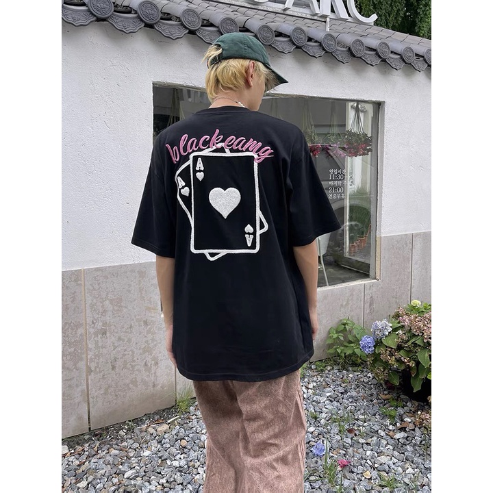 Áo Thun Never Say Die Họa Tiết Thêu Lá Bài Blackgts Tee