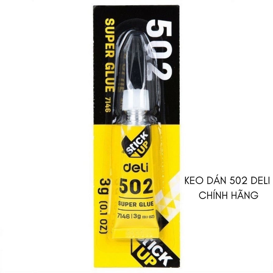Keo dán 502 DELI E7146 đa năng dán giày dép, túi xách gốm sứ siêu chắc lọ 3g - Puno Official Store