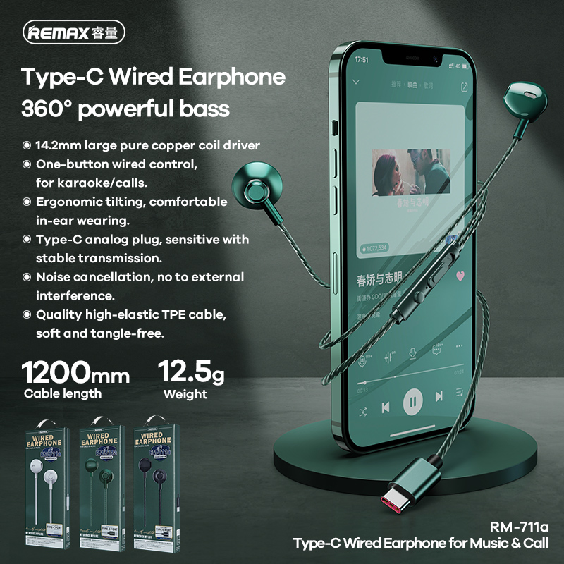 Tai Nghe Có Dây Remax Rm-711A / Type-C Rm-711A