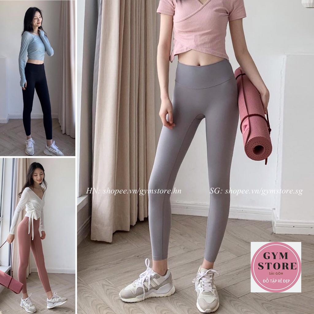 Quần Legging Tập Gym Nữ Thun Poly Trơn Cạp Cao Gen Bụng Siêu Tôn Mông Thể Thao Đồ Tập Giá Rẻ GYMSTORE 518