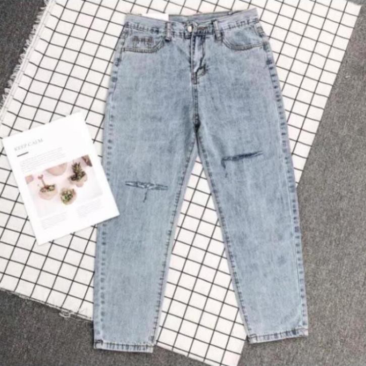 Quần baggy nữ quần bò jeans nữ rách gối cạp cao PDShop | BigBuy360 - bigbuy360.vn