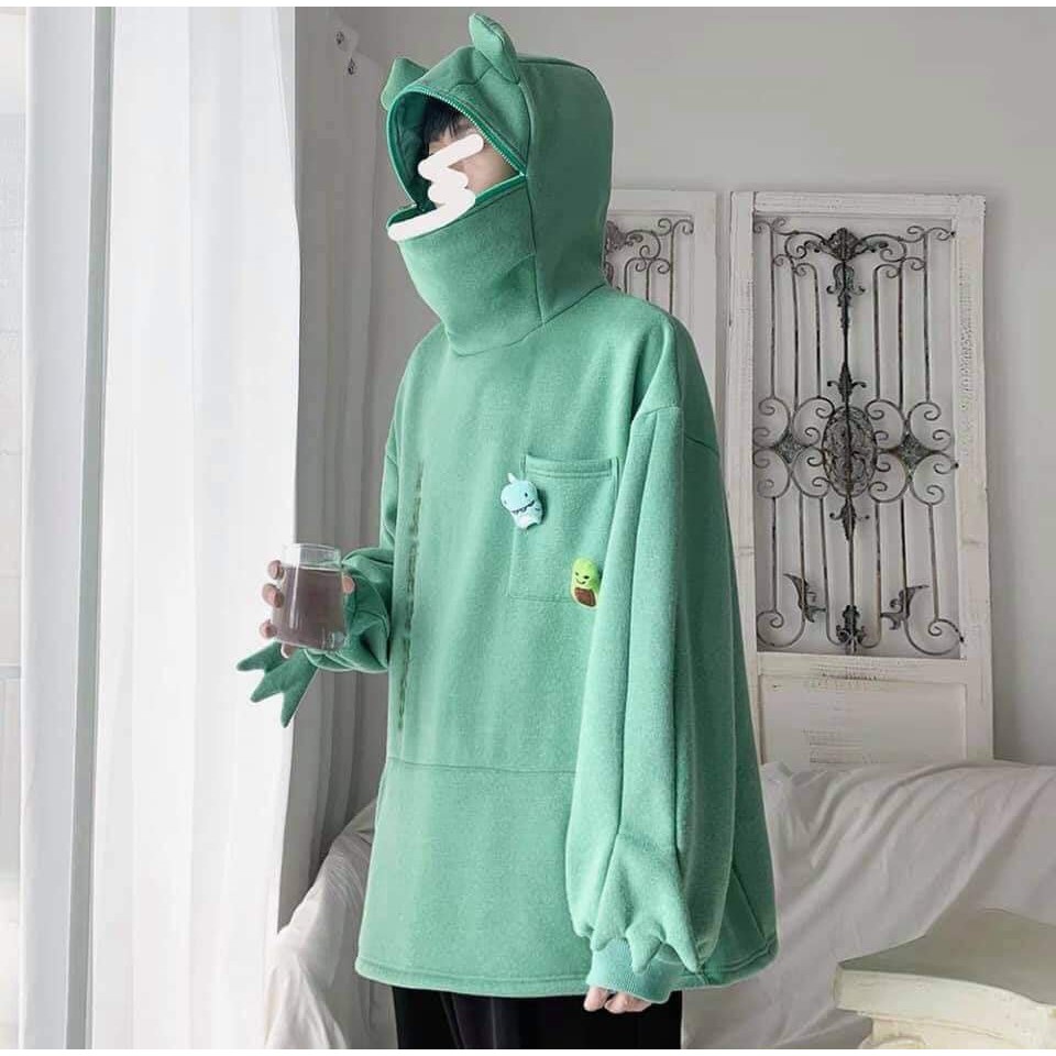 Áo Hoodie Mũ Ếch ❤️ Áo nỉ bông nữ khóa ZIP mũ form rộng style cá tính SIÊU HOT ❤️ | BigBuy360 - bigbuy360.vn