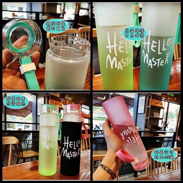 Bình nước thủy tinh Hello Master chai to 450ml siêu hót cho mùa hè _Giá Rẻ