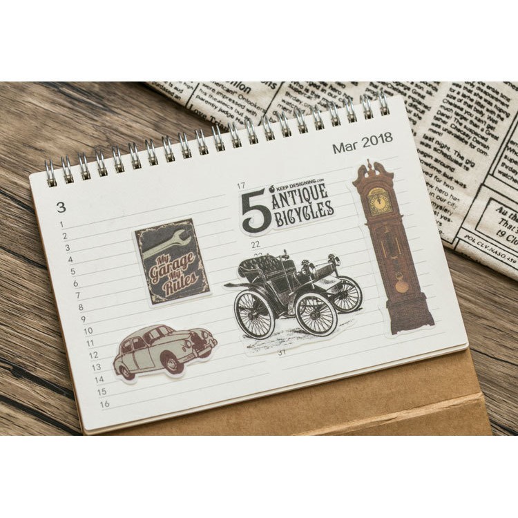 60 sticker mohamm dán trang trí sổ bullet journal vintage cổ điển phong cách cổ retro