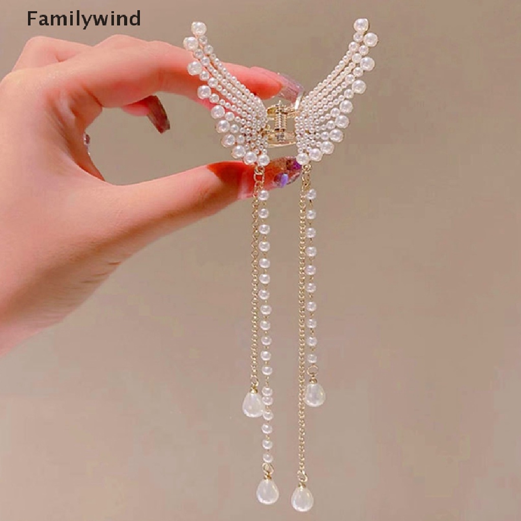 Kẹp Tóc Càng Cua Đính Ngọc Trai Hình Bướm Cho Nữ