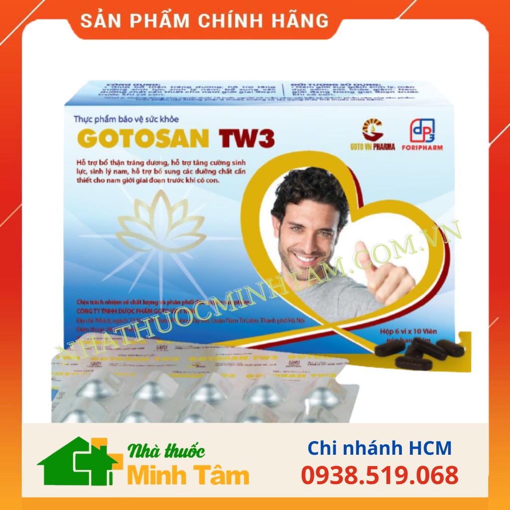 GOTOSAN TW3 - Mẫu mới hộp 60 viên  dành cho nam giới