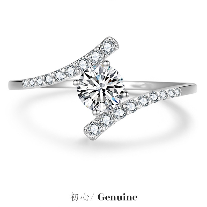 Nhẫn bạc 925 phụ nữ kim cương moissanite 2 carat đồ trang sức thời trang
