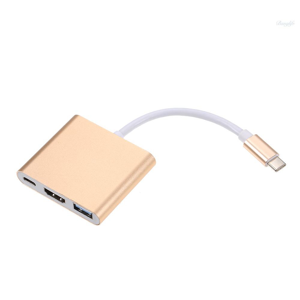 Cáp Sạc Usb 3.1 Type-C Sang Usb 3.0 / Hd / Type-C Hub Usb-C 3 Trong 1 Cho Macbook Pro / Dell Xps 13