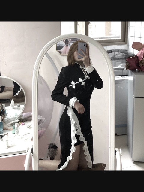 [Sẵn Hàng]♥️Đầm,Váy Sườn Xám Viền Bèo(ảnh thật)Size S,M,L | BigBuy360 - bigbuy360.vn