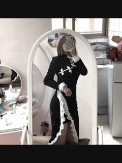 [Sẵn Hàng]♥️Đầm,Váy Sườn Xám Viền Bèo(ảnh thật)Size S,M,L