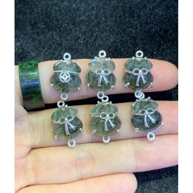 Charm mix vòng túi tiên các loại đá phong thủy đã bọc bạc