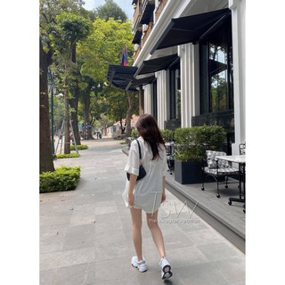 Áo sơ mi voan lụa tay gập oversize (Ảnh thật)