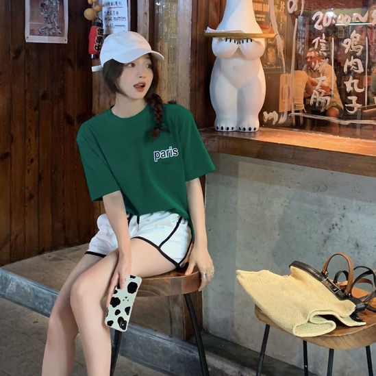 Áo phông màu xanh rêu nam nữ Yinxx, áo phông tay lỡ unisex form rộng ATL134