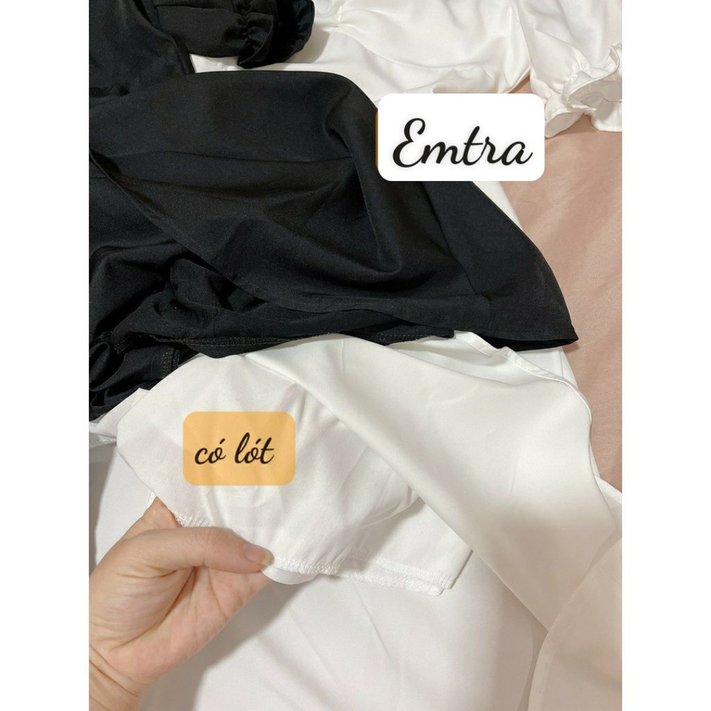 Đầm xoè cổ nhún, tay ngắn bo, so dễ thương kiểu dáng mới 2021 - Emtra store -V449