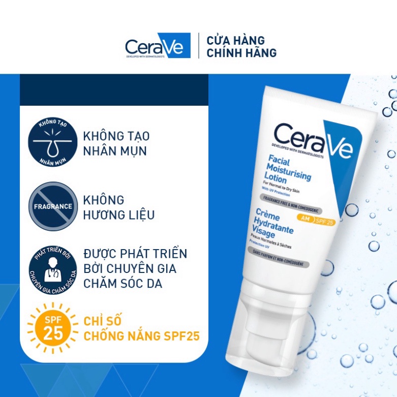 Sữa dưỡng ẩm chuyên biệt ban ngày Cerave AM Facial Moisturiz Lot 52ML