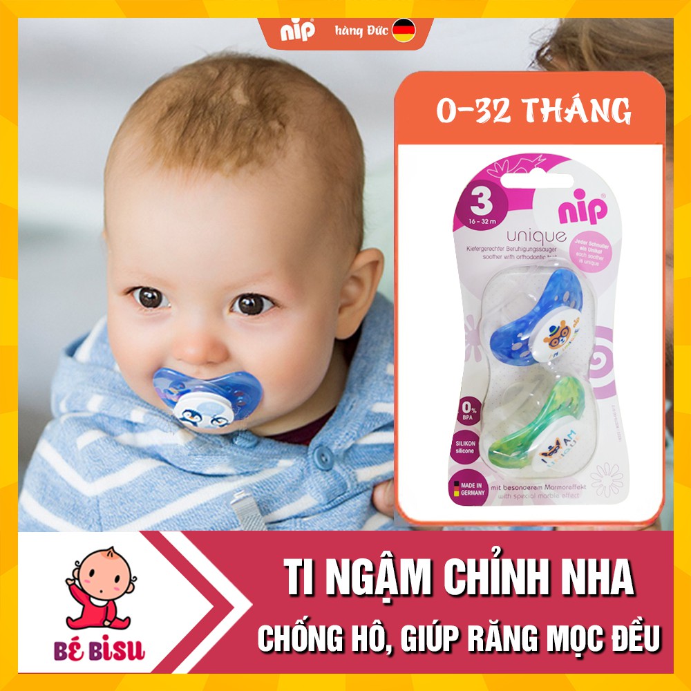 Vỉ 2 Ti ngậm chỉnh nha Nip Unique chống hô an toàn cho bé (không quai)