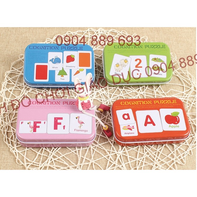 Hộp thẻ ghép học màu sắc/ số lượng/ chữ cái/ chữ-từ-ghép hình