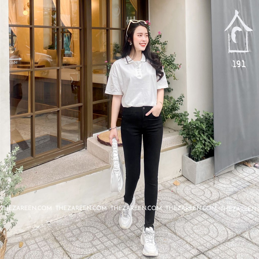 QUẦN JEANS SKINNY ĐEN TRƠN ZAREEN JEA90 | BigBuy360 - bigbuy360.vn
