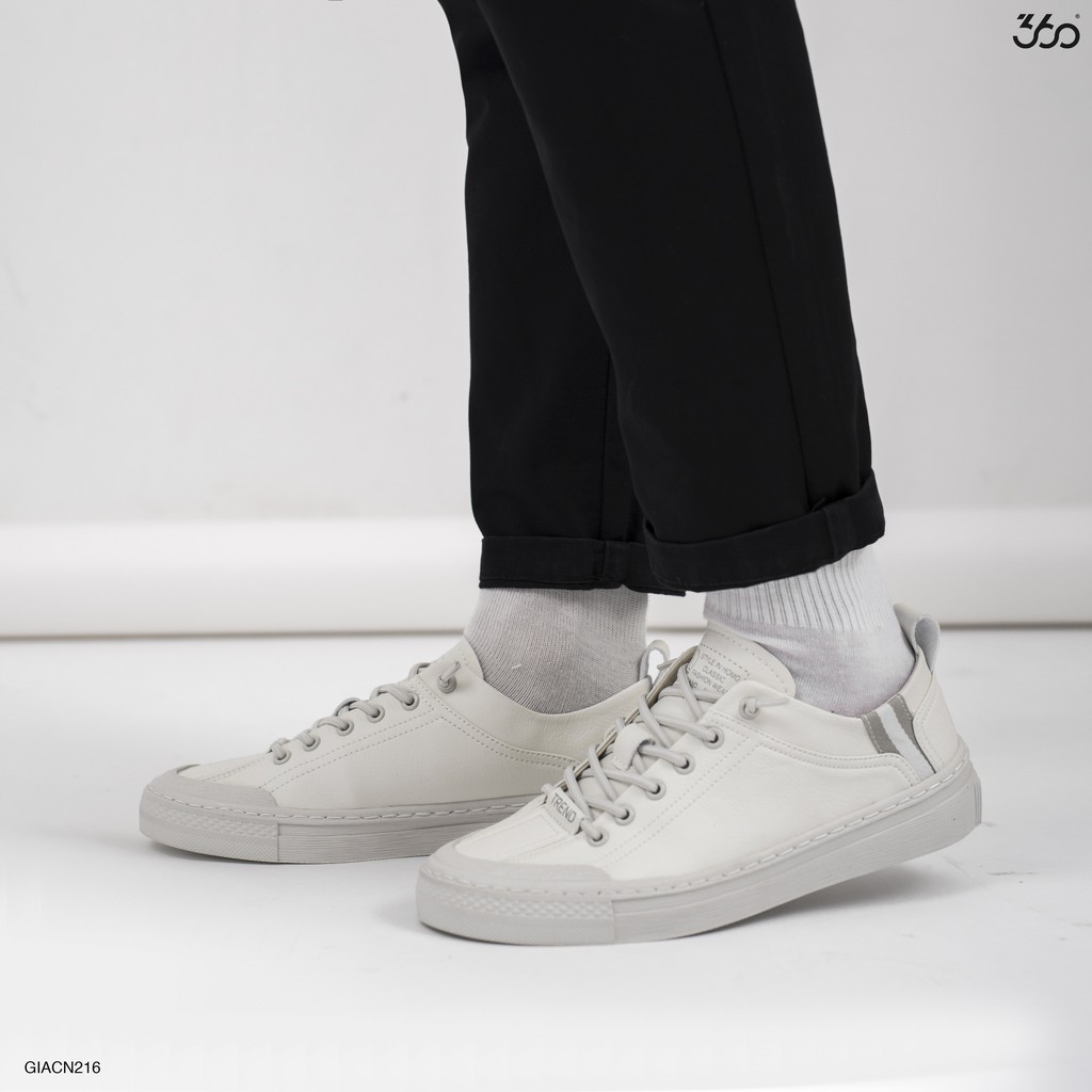 [Mã LT50 giảm 50k đơn 250k] Giày sneaker nam cổ thấp màu trắng thương hiệu 360 BOUTIQUE trẻ trung, năng động - GIACN216